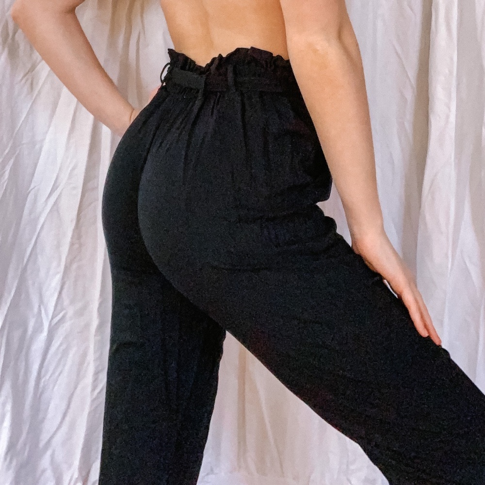 Black Pinch-Waist Pants